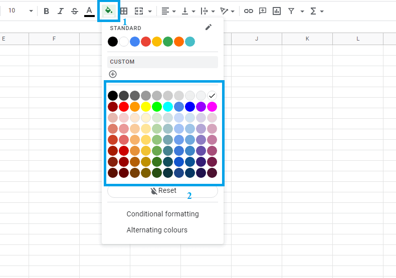 How to change the cell background color in Google Sheets-3
