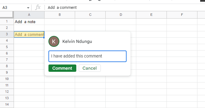 How to add notes and Comments in Google sheets9