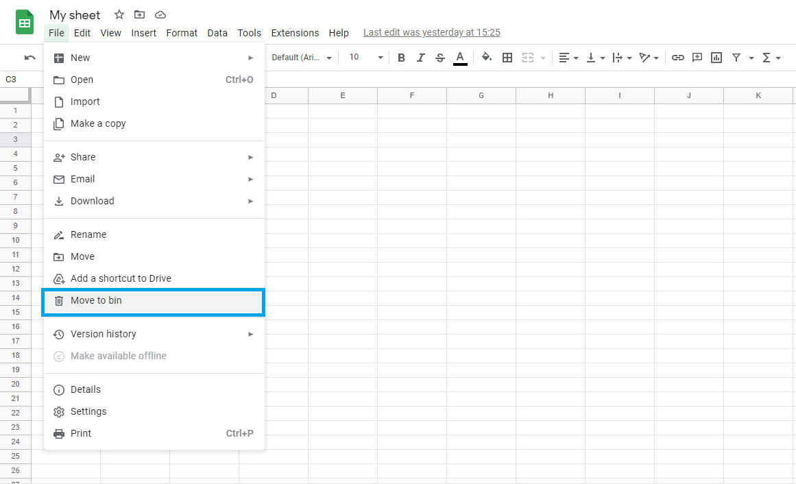 How to delete a sheet in Google Sheet 2