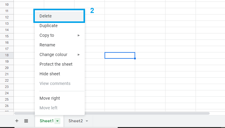 How to delete a sheet in Google Sheet 5