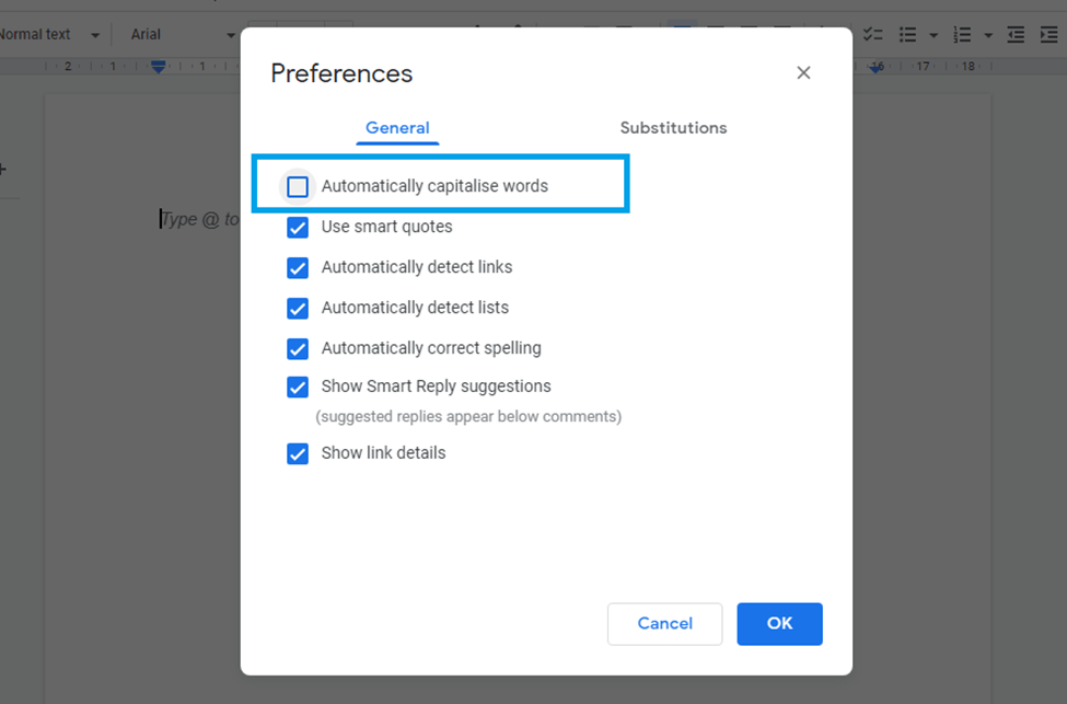 How to enable and Disable Google Docs auto Capitalization5
