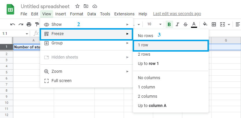 How do you freeze rows and columns in Google Sheets-3