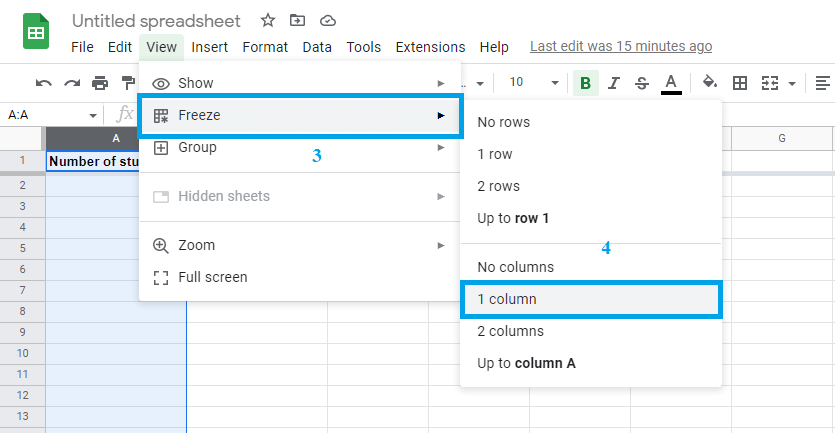 How do you freeze rows and columns in Google Sheets-7