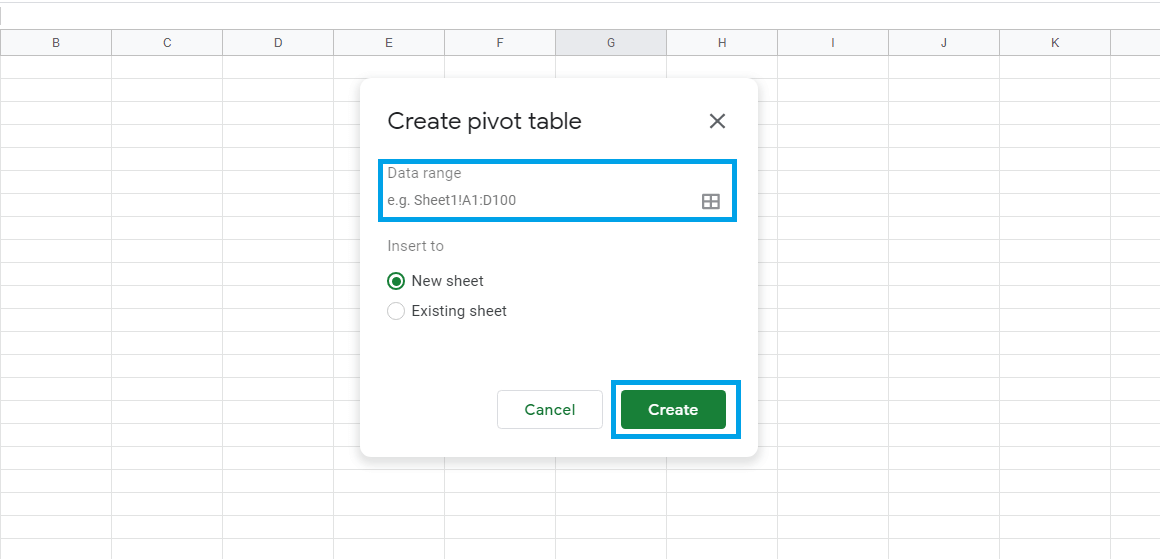 insert a pivot table into a Google Sheet4