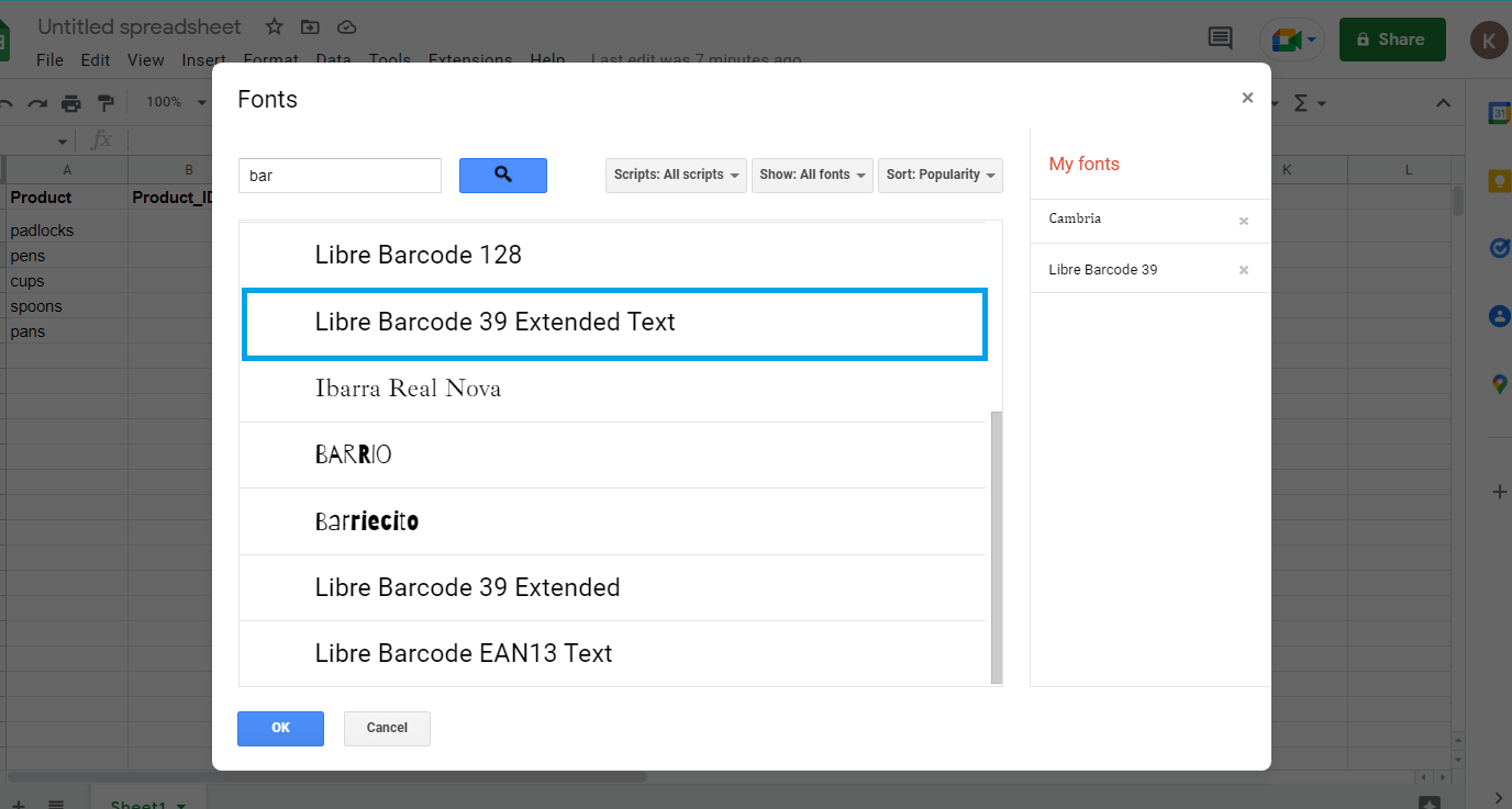 Generate a barcode in a Google Sheet, QR Code Generator14