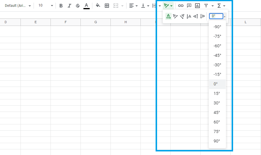 How to rotate text in Google Sheets3