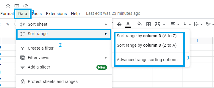 How to sort and filter sheets in Google Sheets5